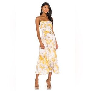 ASTR Journey midi Dress in Lemon Pink Tie Dye size L sleeveless